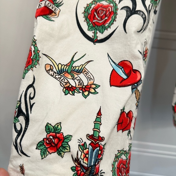 RARE ESCADA TATTOO PRINT PANTS PINUP Y2K EARLY 2000s 38 6/8 EUC VTG - Picture 5 of 9